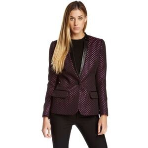 NWT Anna Catherine leather trim boyfriend blazer 6